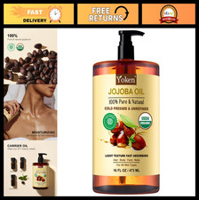 Organic Jojoba Oil 16 fl oz - 100 Natural Cold Pressed Moisturizer for Hair, Sk