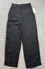 A New Day Pants Womens 2 Black Pleated Trousers Elastic Waist Lyocell Blend