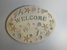 Beach Themed Wall Hanging Seashell Starfish Welcome Sign Beach Nautical Decor