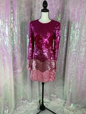 Mac Duggal Flamingo Pink Sequined Cocktail Minidress Sz Medium AUTHENTIC NWT