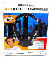 SoundLogic 4 In 1 Wireless Headphones With FM Radio Online Chat Wired Option