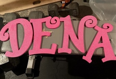 Large Pink Glitter Letters D E N A
