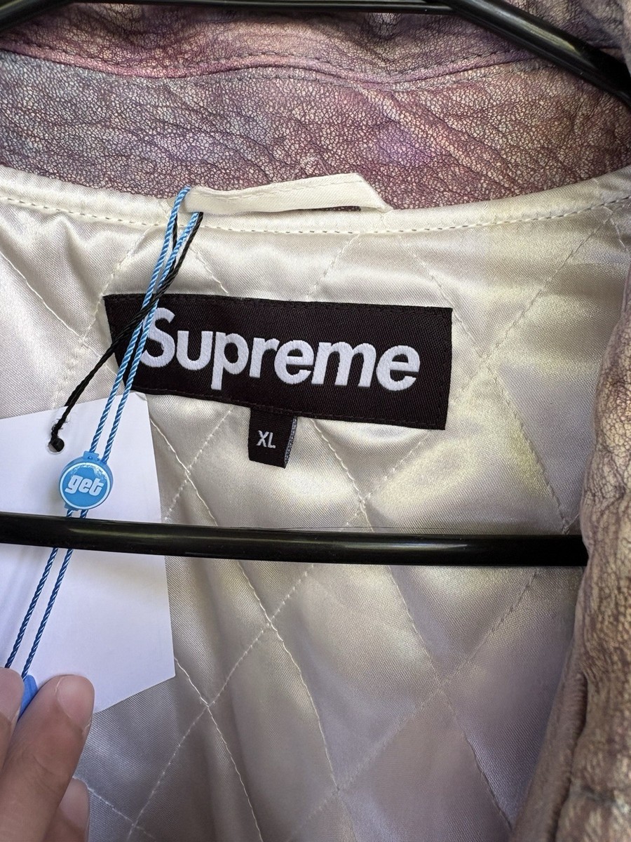 Supreme Pebbled Leather Varsity Jacket - Size XL - Perfect