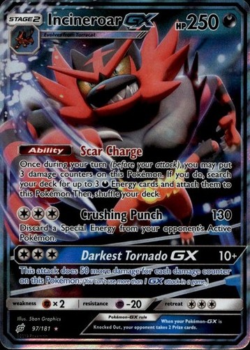 Incineroar GX 97/181 Holo GX Rare Team Up Pokemon Lightly Played