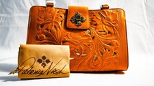 Patricia Nash Rosina Tooled Leather Satchel Sunflower Yellow Cutout Floral NWT