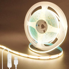 5V USB COB LED Strip Lights with Switch 2Packs,9.84Ft/3M,Natural White 4000K,320