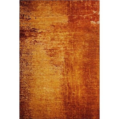 3x5 ft. Rust & Gray Abstract Washable Machine Made Rectangle Area Rug with UV...