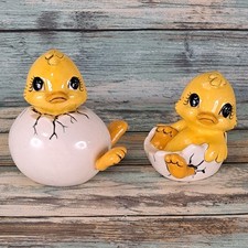 VTG Hand Painted Ceramic Ducklings Baby Ducks Hatching Easter Signed