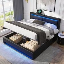 King-Size Smart Bed With USB & Wireless Charging, Ottoman Storage & LED Lighting