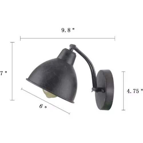Anmytek Adjustable Swing Wall Lamp Sconce Industrial Antique Black Finish W0041 - Image 2 of 4