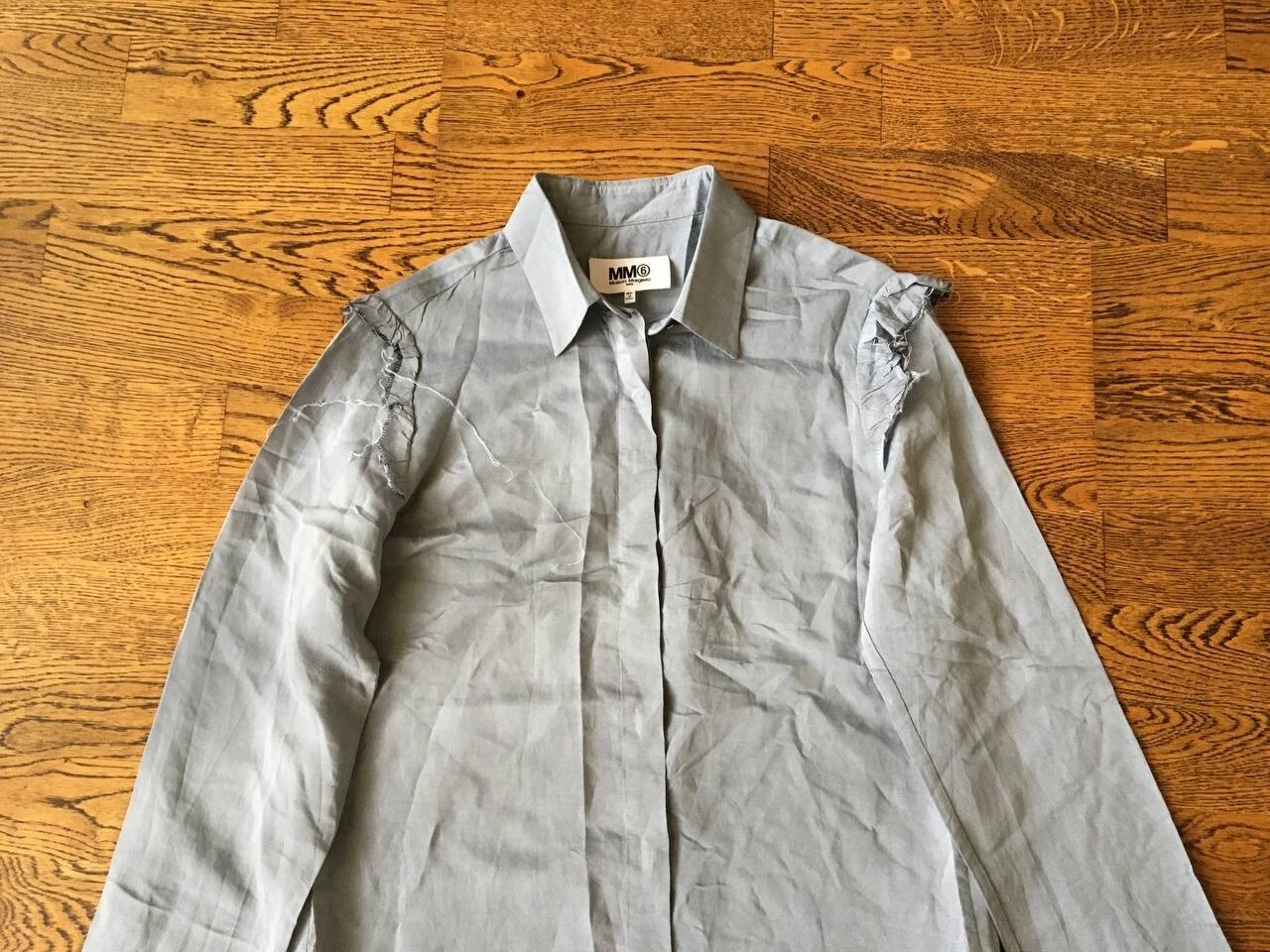 Camicia Vestito Donna MM6 Maison Margiela Blu Viscosa Seta Taglia 42