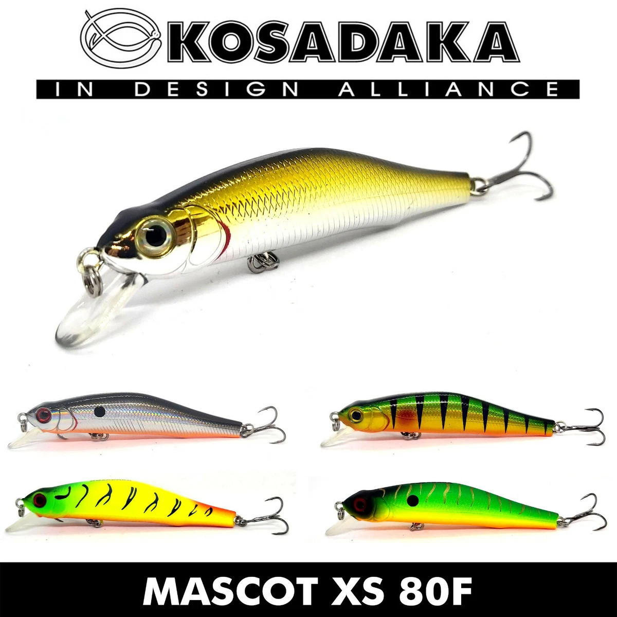 KOSADAKA MASCOT XS 80F FLOATING FISHING MINNOW BAIT LURE 80mm 8.5g DARK HUNTER