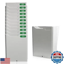 JIAN BOLAND Time Cards Rack, Retractable Time Card Holder With 10-Pocket Slot