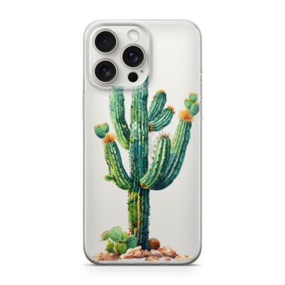 CACTUS GREEN Handy Hülle Transparent für iphone 13 PRO MAX Motiv blühender Ka