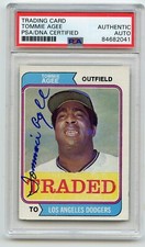 TOMMIE AGEE Signed 1974 Topps Traded #630T Dodgers  Mets PSA/DNA Encapsulated