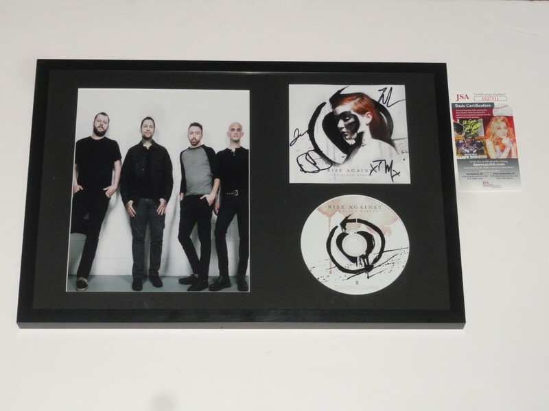 RISE AGAINST SIGNED FRAMED 12X18 THE BLACK MARKET CD TIM MCILRATH 4X JSA COA