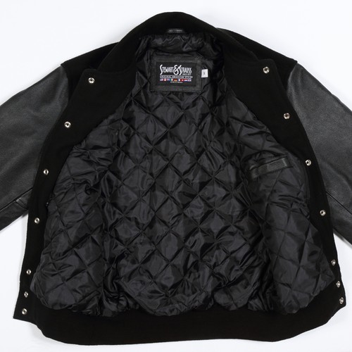 Stewart & Strauss Kelly Green Wool & Black Leather Varsity Letterman Jacket New - Picture 4 of 6