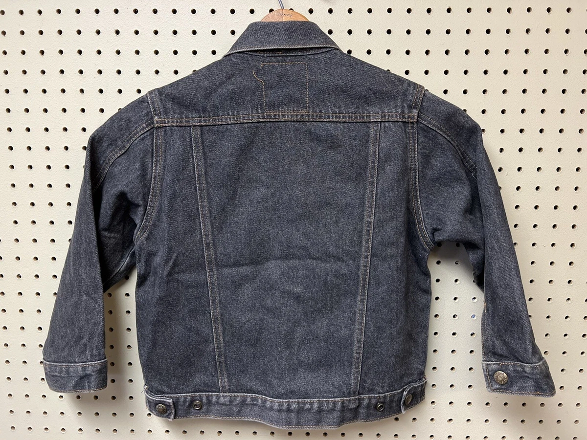 Vintage Kids Electric Sz 6 Faded Black Denim Jean Trucker Jacket Snap Boys