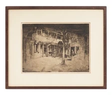 Antique 1897 Sir David Young Cameron Etching on Paper Print Vintage