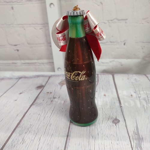 Botella de plástico Coca Cola vintage cinta adorno de Navidad molde soplado 6" nuevo con etiquetas - Imagen 5 de 7