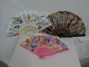 Lace Folding Hand Fans Cloth Plastic 3 hand fans Croatia Floral
