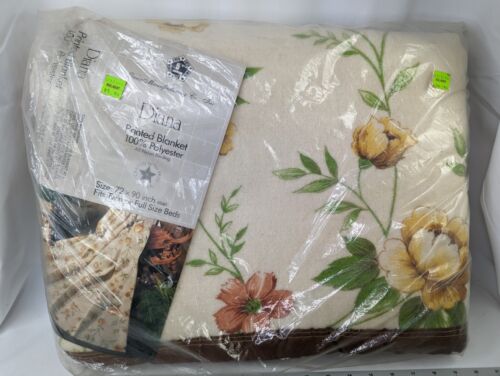 Diana Printed Blanket Flowers Polyester 72x90 Twin Full Owens Mfg - Picture 1 of 5
