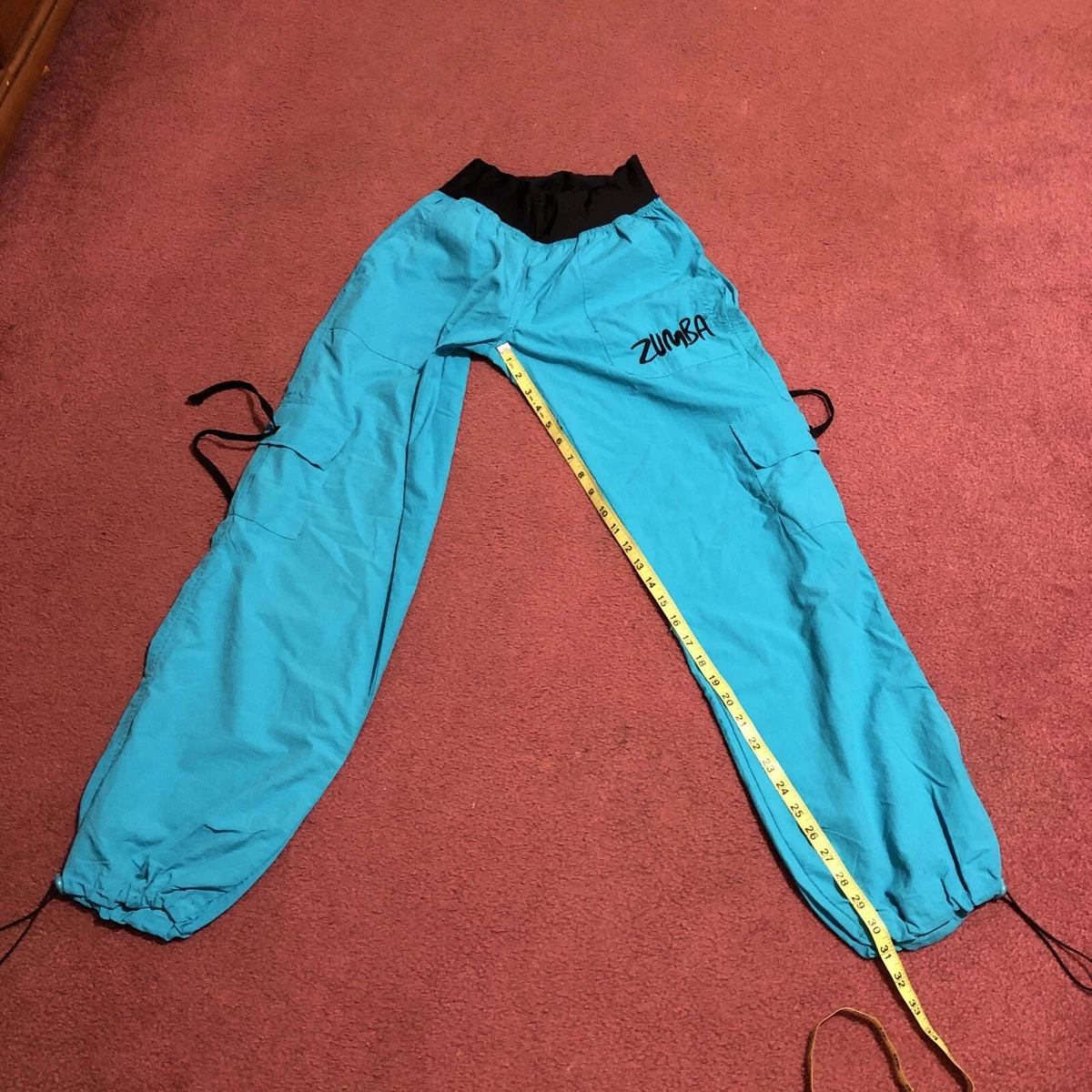 Zumba Wear Womens Blue Teal Cargo Gym Dance Pants Size Medium Fitness Active