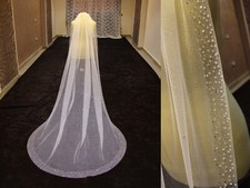 Bridal veil glitter with silver beads crystals Rhinestones for bride