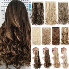 Real Thick Long Wavy Clip in Hair Extensions Full Head Blonde Straight For Human