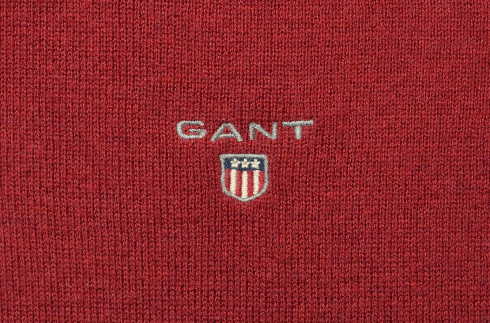 Men's GANT Burgundy V Neck Cotton/Wool Jumper Size Medium P-P 22" VGC