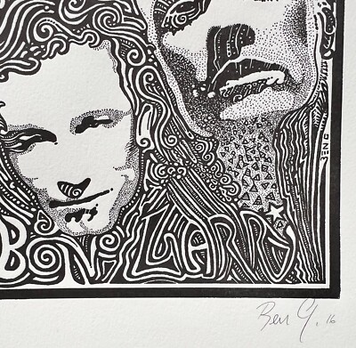 U2 BAND BONO Psychedelic Hand Signed Posterography Letterpress