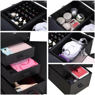 Caisse De Beauté Roulante LOGIC Avec Table - Pour Tatoueurs, Maquilleurs, Manucures, Alu, Miroir Et Serrure, Neuve