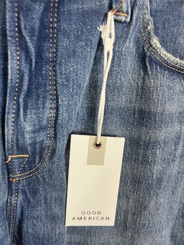 NWT Good American High Rise Mom Jeans Size 6/28 Frayed Hem Indigo114 - Picture 4 of 7