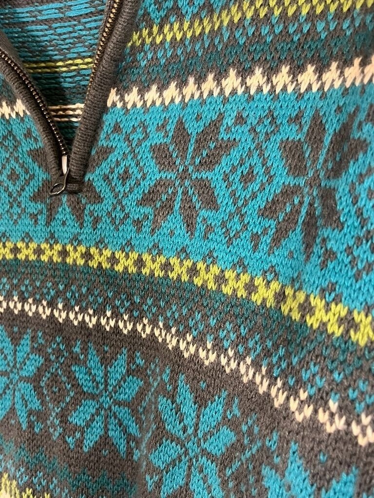 Nomadic Traders Sweater L Blue Pullover Knit Snow… - image 5