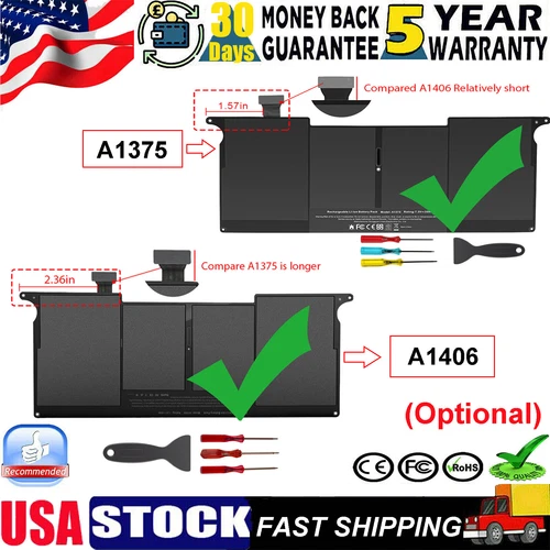 A1375/A1406 Battery for MacBook Air 11'' A1370 Late 2010,A1465 Early 2014-2015