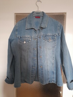 Tolle Jeansjacke mit Strasssteinchen von SELECT Gr. L, 1-2 x getragen!