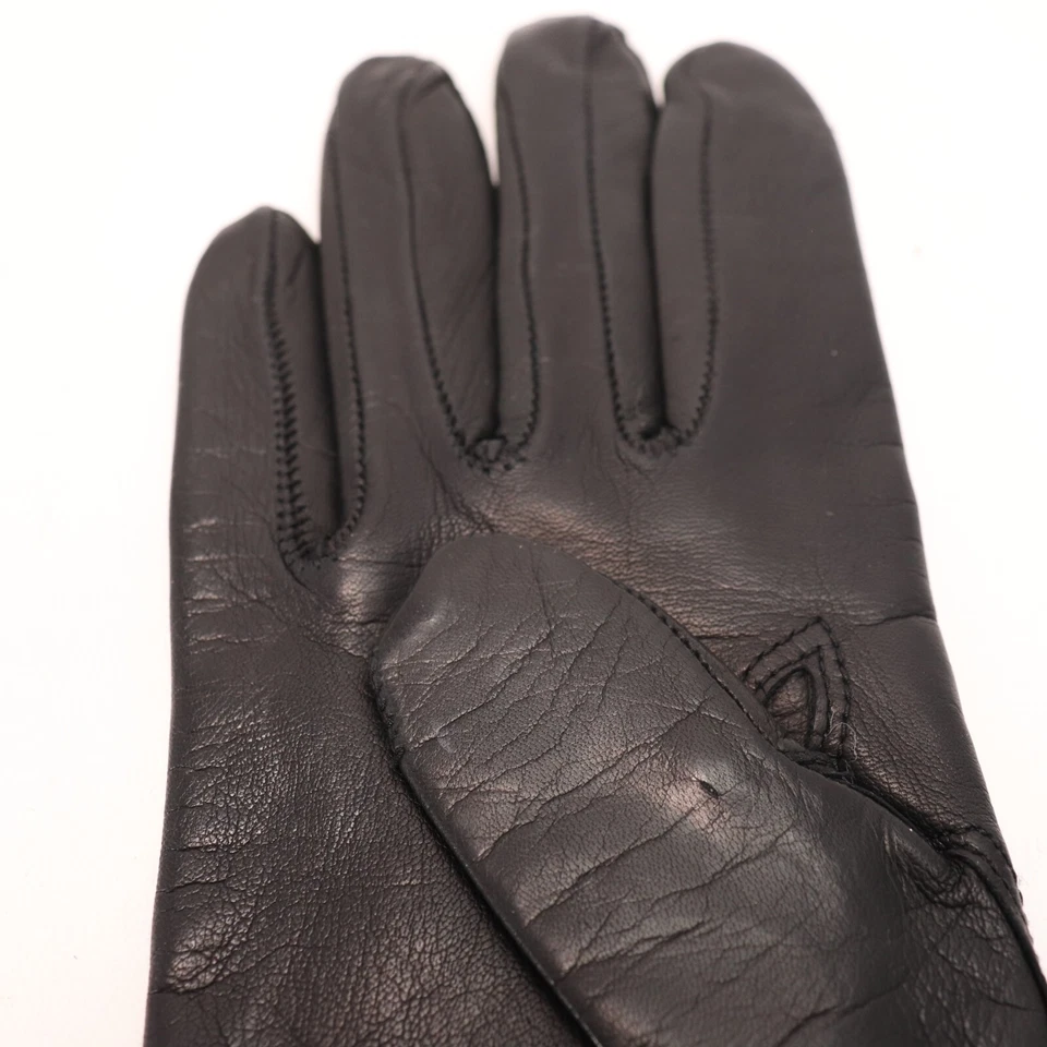 Classic Van Raalte Leather Gloves Women 7 Cashmere Lined Black Past Wrist NWT - Image 3 of 4