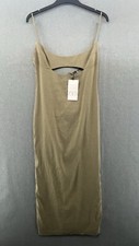 Zara Khaki Green Linen Blend Cut-Out Midi Dress Size L – New Summer