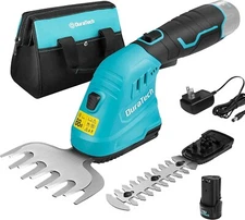 DURATECH Cordless Hedge Trimmer, 12V 2-in-1 Handheld Grass Trimmer & Hedge Shear