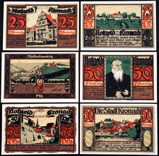 KRONACH 1921 "City and Castle/Lucas Cranach" Complete Series German Notgeld