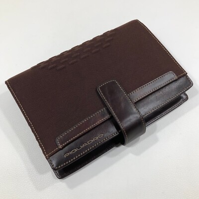 PIQUADRO ONE Italian Leather/Tech Fabric Agenda Organizer Planner Cover Brown