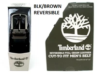 Timberland Men's Reversible Leather Belt 1 Size Cut-to-fit BLK/BRN SZ-32-44 NWB