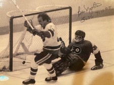 NY Rangers Bob Nystrom NHL Autographed 8X10 photo on plaque 
