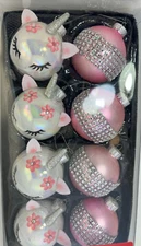 Winter Wonder Lane 8 glass balls Unicorns Pink Glitz Little Girl Gender Reveal
