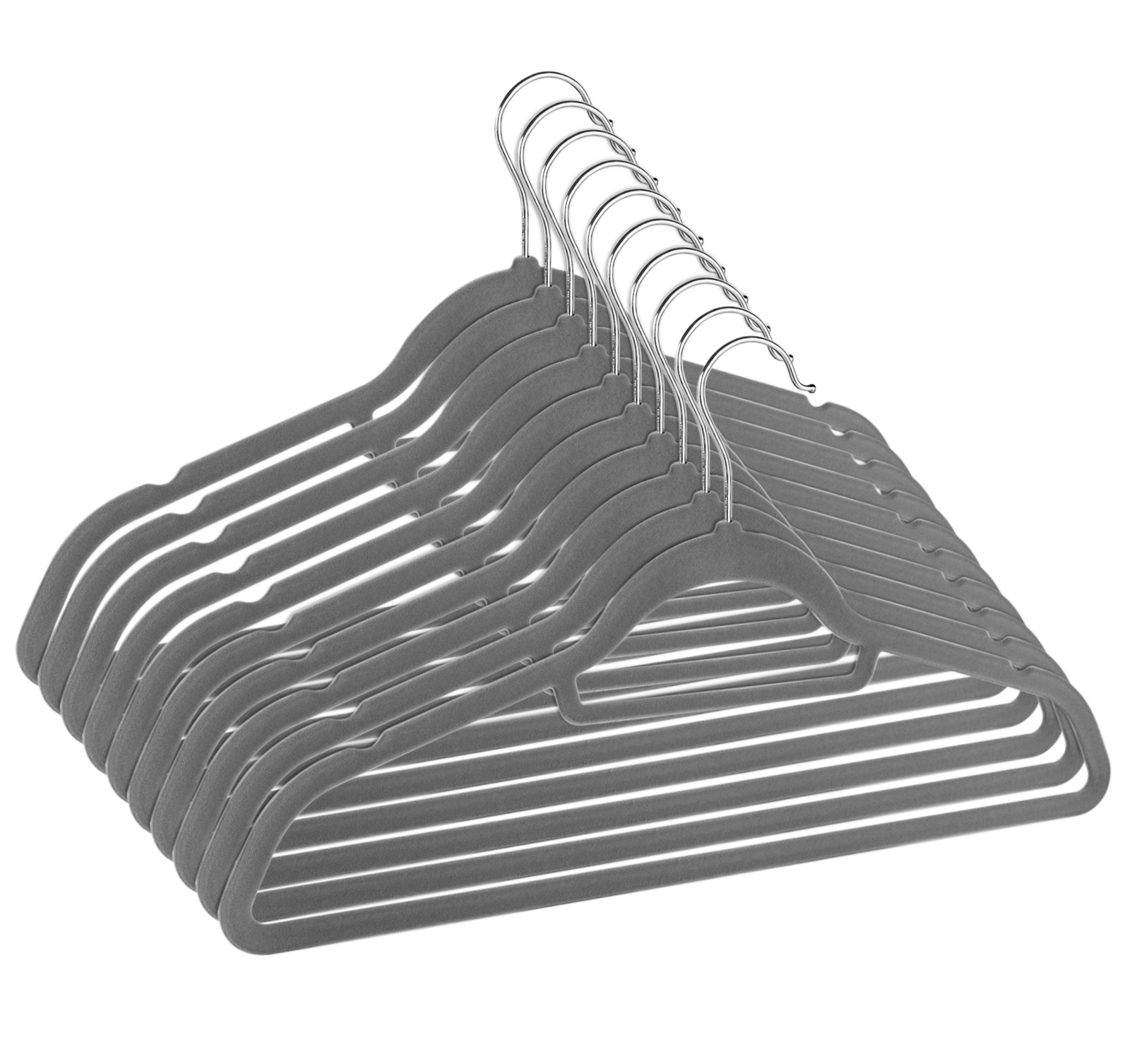 50 Cintres En Velours Gris Anti-Dérapage - Gain De Place, Pour Chemises Et Vestes