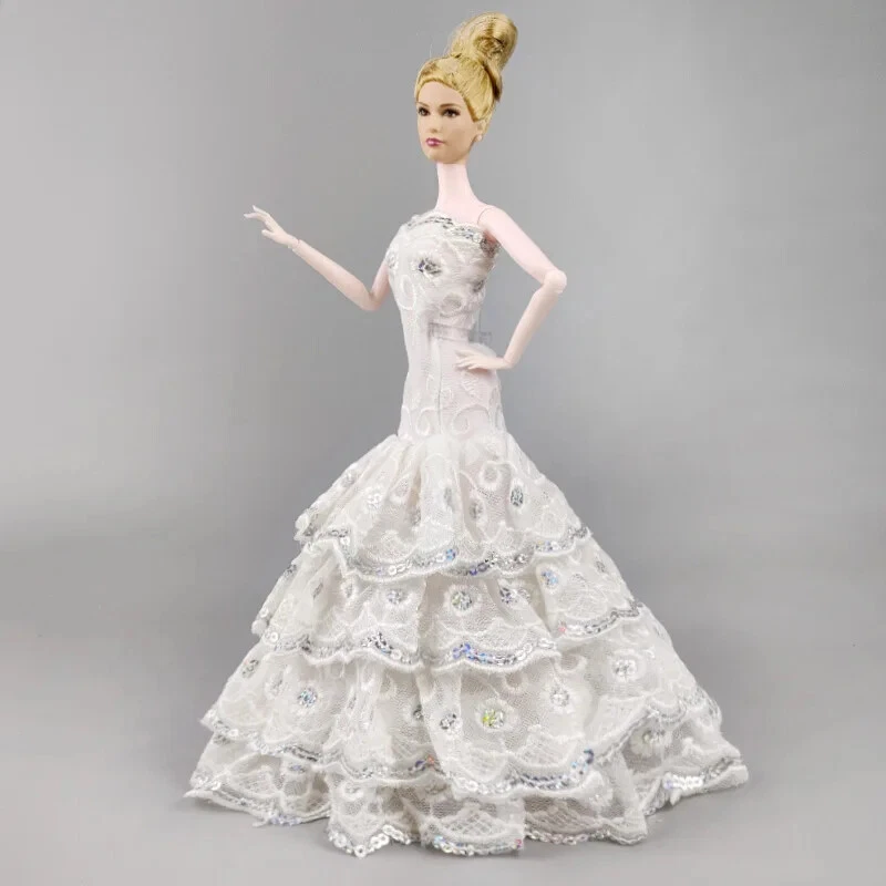 VETEMENTS Abito da sposa argento bianco per abiti bambola 11 5 pollici coda di pesce abito da sirena 1 6