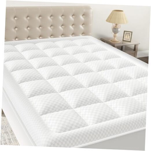 Quilted Fitted Mattress Pad - Elastic Fitted Mattress Protector - King White