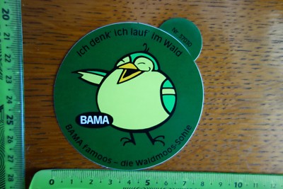 Alter Aufkleber Kleidung Schuhe Sohle BAMA famoos - die Waldmoos-Sohle