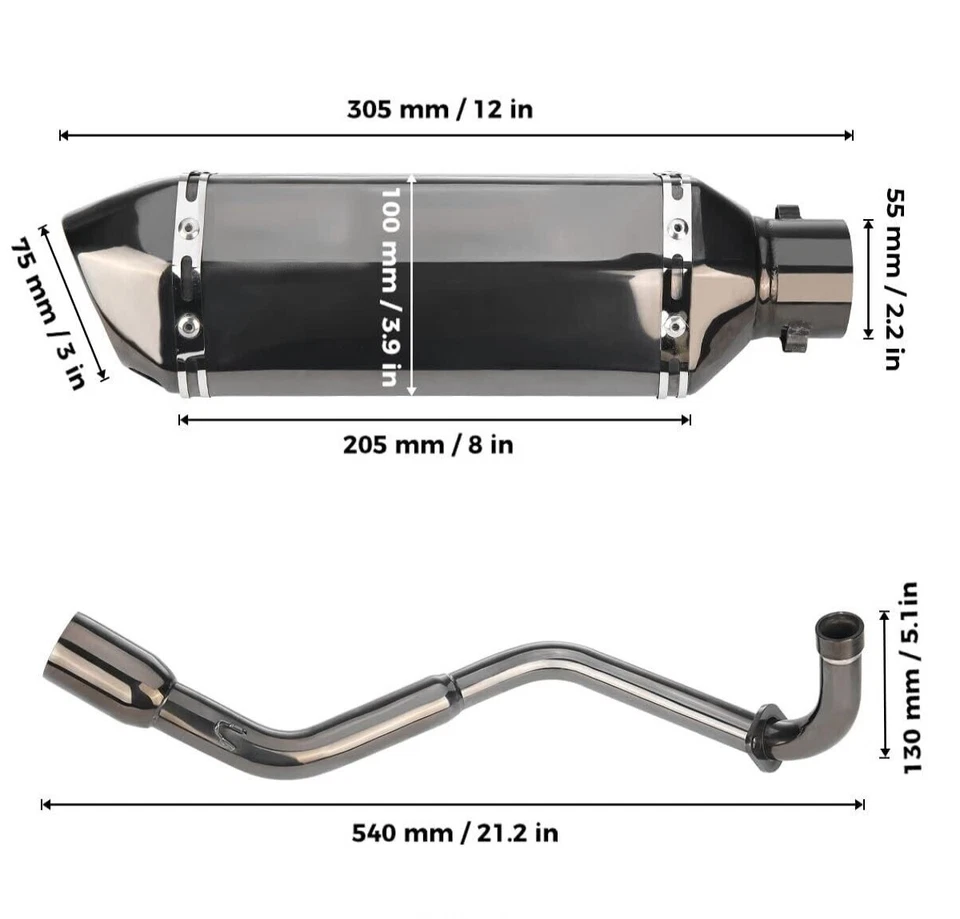 Silenciador de cabezales sistema de escape negro completo 2014-2026 para Honda Grom MSX125/ABS Foto 3 de 4
