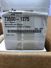 Case of 1,000 Kimble Chase 73500-1275 Culture Tubes Borosilicate Glass 12x75mm